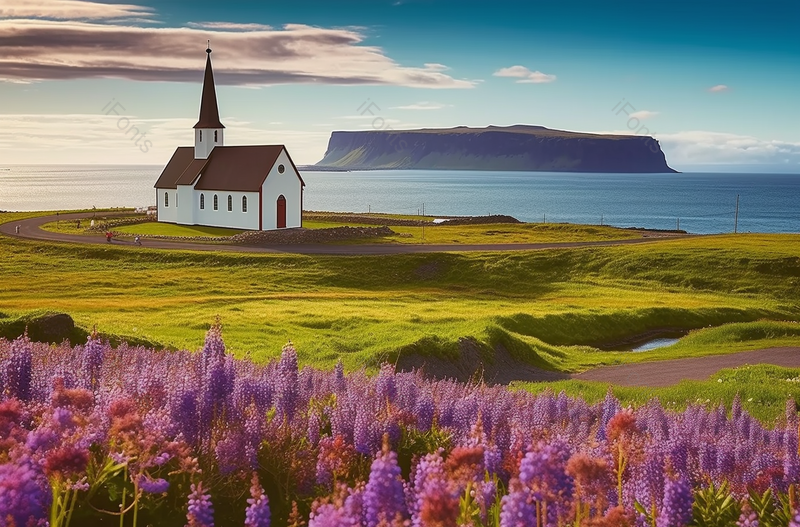 欧式小镇紫色罗苹花摄影图,高清,摄影图,摄影图片,图片大全,摄影图免费下载